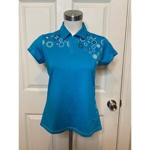 Adidas Aqua Blue Floral Short Sleeve Polo Shirt, NWT! $60, Size S